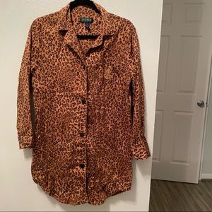 Lauren Ralph Lauren Sleep Shirt Night Gown 100% Cotton Medium Animal print